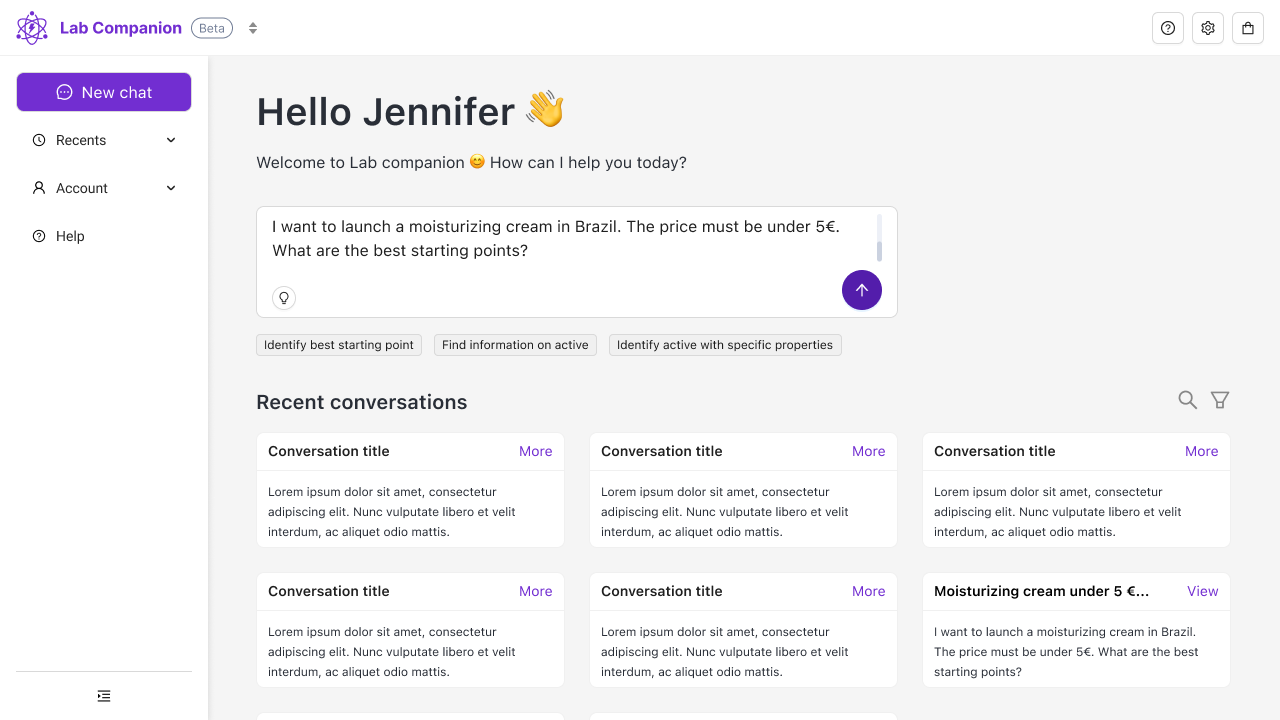 Starting page of the finished version of the Lab Companion showing the updated style and layout